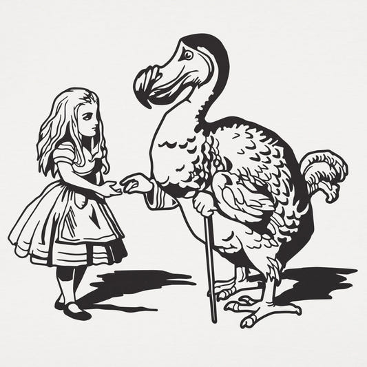 Alice And Dodo in Wonderland graphic Unisex Heavyweight T-Shirt in White