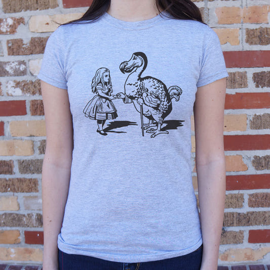 Alice And Dodo in Wonderland graphic Women's T-Shirt in Gray Granite