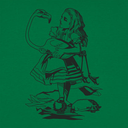 Alice Holding a Flamingo Croquet Mallet