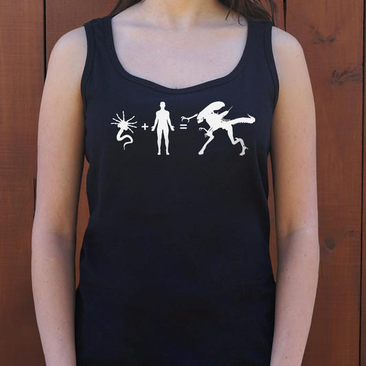Alien Arithmetic Facehugger Plus Human Equals Alien graphic Women's Tank Top in Midnight