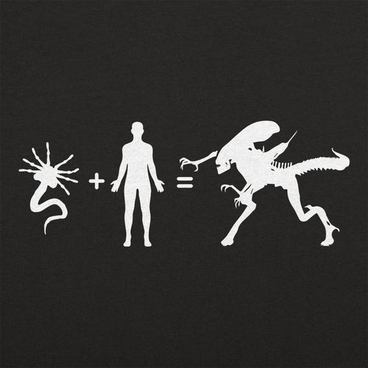 Alien Arithmetic Facehugger Plus Human Equals Alien graphic tee design