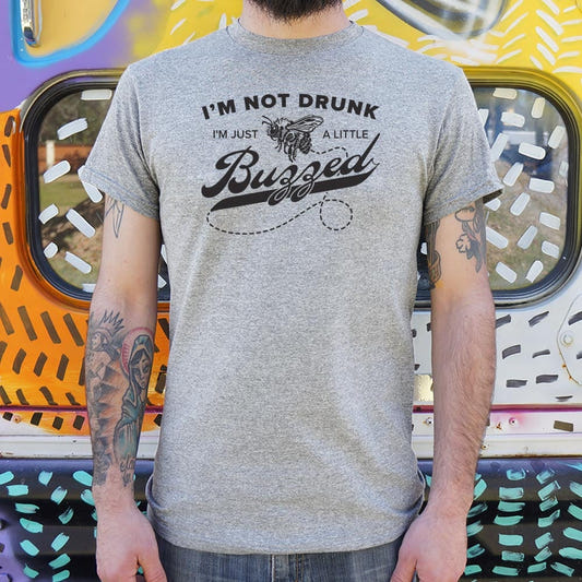 I'm Not Drunk I'm Just a Little Buzzed Bee Pun graphic Unisex Heavyweight T-Shirt in Gray Heather