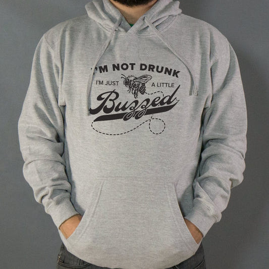 I'm Not Drunk I'm Just a Little Buzzed Bee Pun graphic Hoodie in Gray Heather
