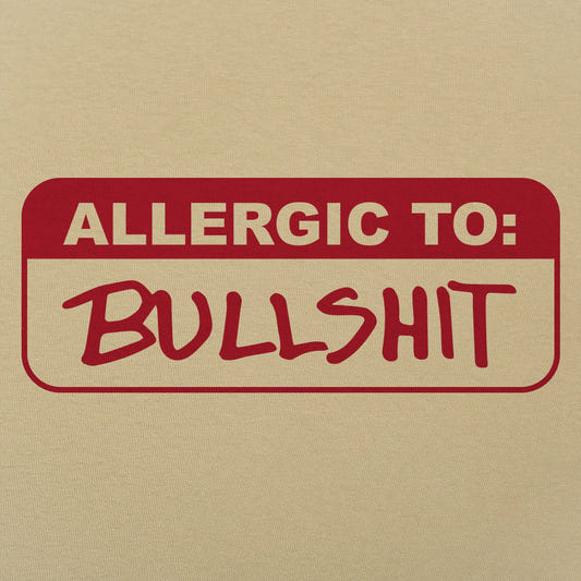 Allergic To Bullshit Warning Label graphic Unisex Heavyweight T-Shirt in Sand