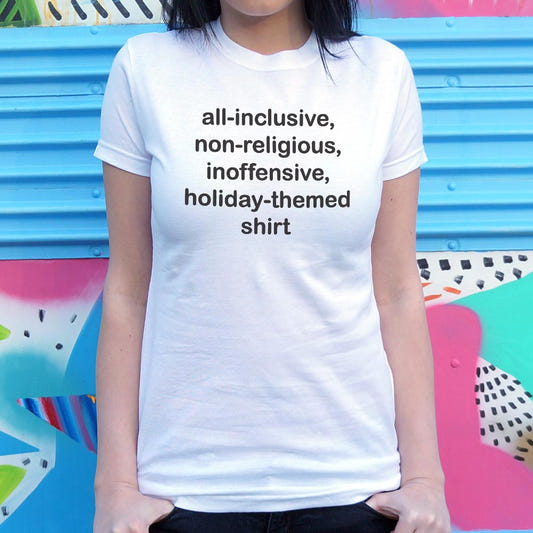 All-Inclusive Non-Religious Inoffensive Holiday Themed Design graphic Women's T-Shirt in Snow