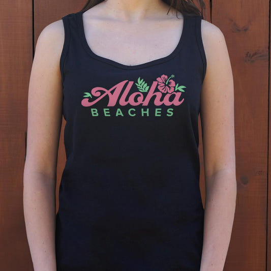 Aloha Beaches Hawaiian Pun graphic Women's Tank Top in Midnight