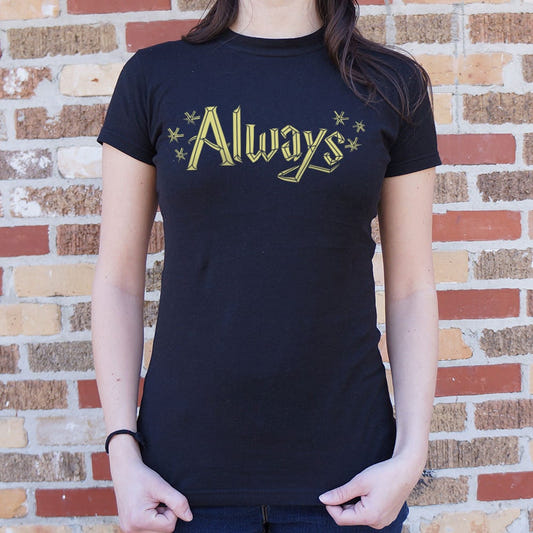 Always in Magical Script with Stars graphic Women's T-Shirt in Midnight