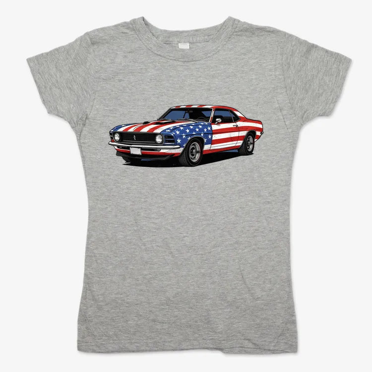 American Muscle Car Pride-Women's T-Shirt-Gray Granite