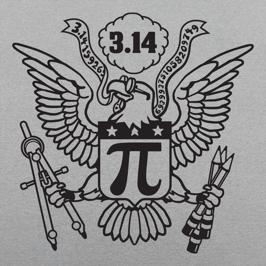 American Pi Eagle Seal with Pi Symbol and 3.14 graphic Unisex Heavyweight T-Shirt in Gray Heather