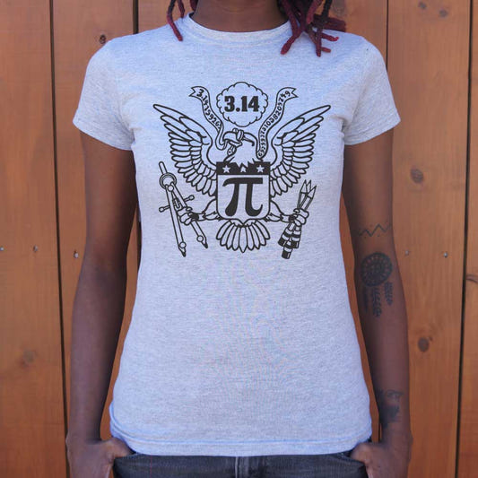 American Pi Eagle Seal with Pi Symbol and 3.14 graphic Women's T-Shirt in Gray Granite