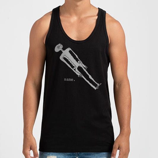 Exhausted Ancient Alien graphic Men's Tank Top in Black