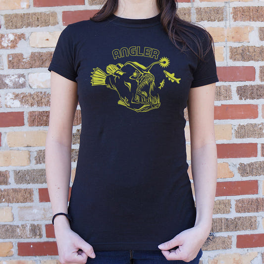Anglerfish Deep Sea Monster with Glowing Lure graphic Women's T-Shirt in Midnight