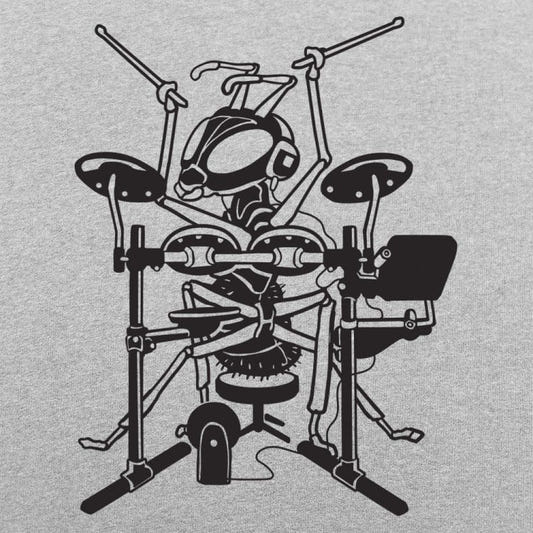 Ant Drummer Playing Drum Set graphic tee design