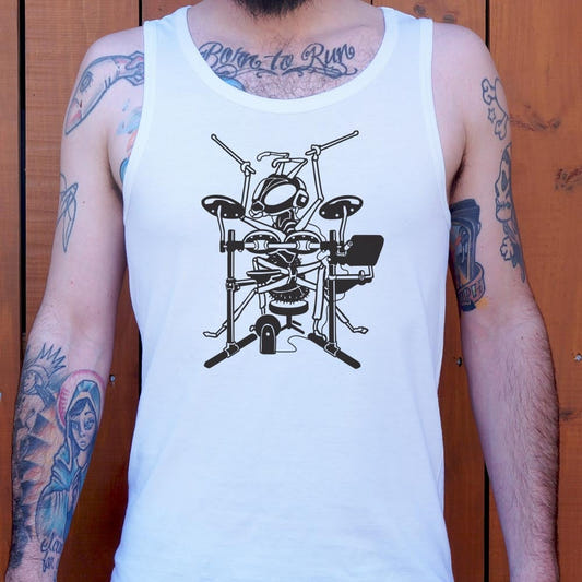 Ant Drummer Playing Drum Set graphic Men's Tank Top in White