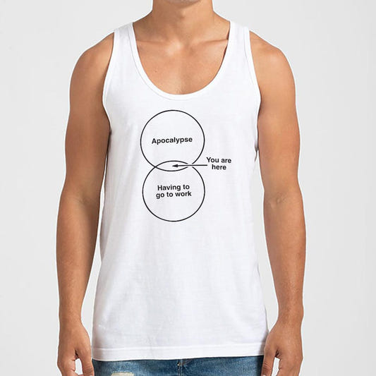 Funny Apocalypse Diagram Venn Chart graphic Men's Tank Top in White