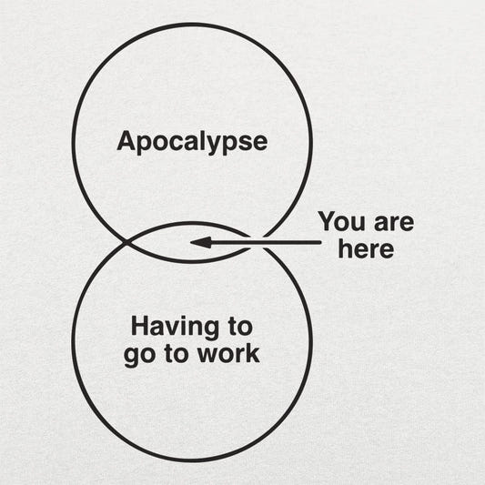 Funny Apocalypse Diagram Venn Chart graphic Unisex Heavyweight T-Shirt in White