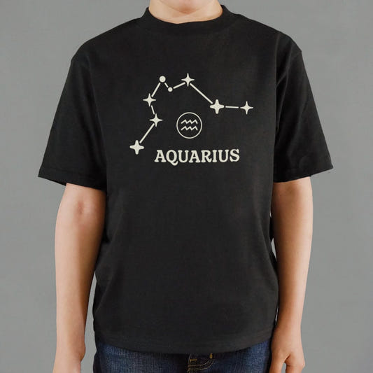 Aquarius Constellation Zodiac Star Sign graphic Kids T-Shirt in Black