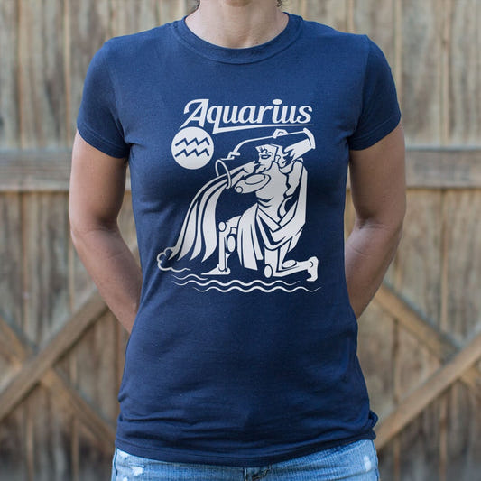 Aquarius Zodiac Water Bearer Astrology Symbol graphic Women's T-Shirt in True Navy