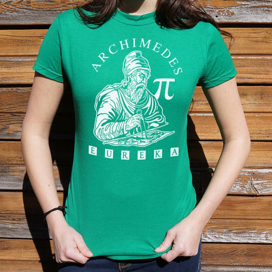 Archimedes Pi Eureka Math Portrait graphic Women's T-Shirt in Lucky Green
