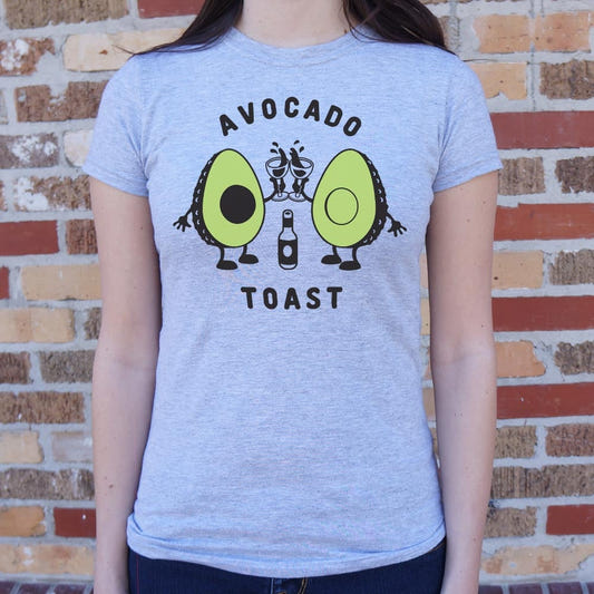 Avocado Toast Two Avocado Halves Clinking Champagne Glasses graphic Women's T-Shirt in Gray Granite
