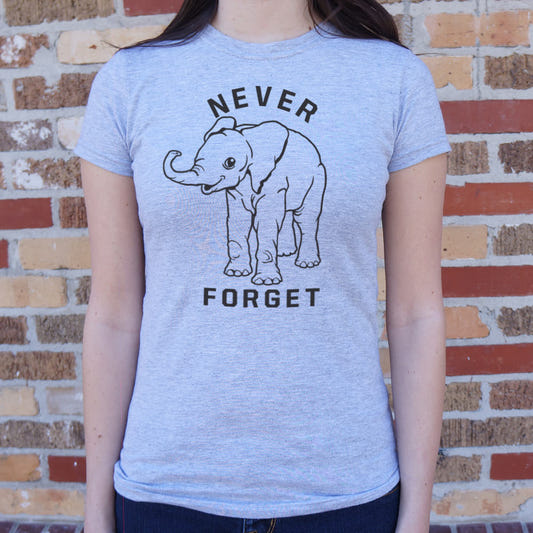 Baby Elephant Never Forget graphic Women's T-Shirt in Gray Granite