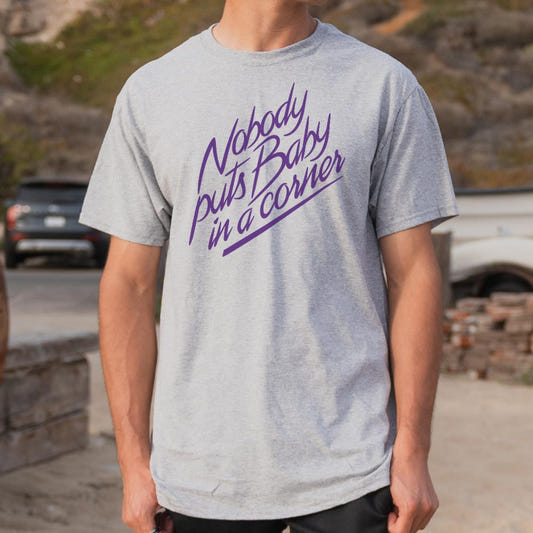 Nobody Puts Baby in a Corner graphic Unisex Heavyweight T-Shirt in Gray Heather