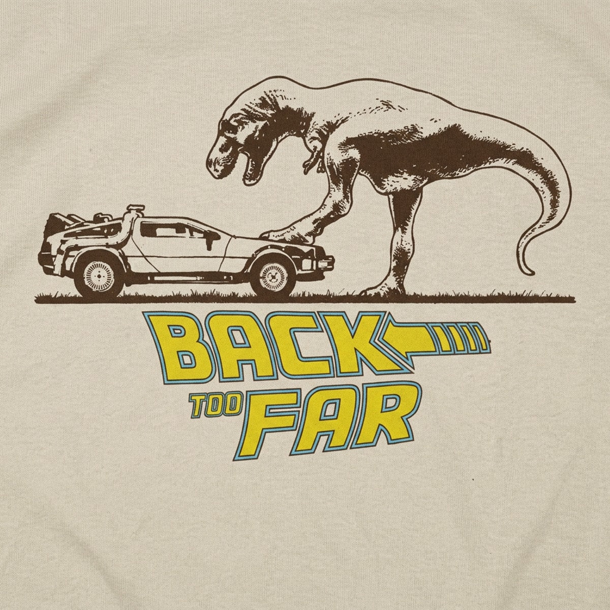 Back Too Far Time Machine DeLorean and T-Rex detail