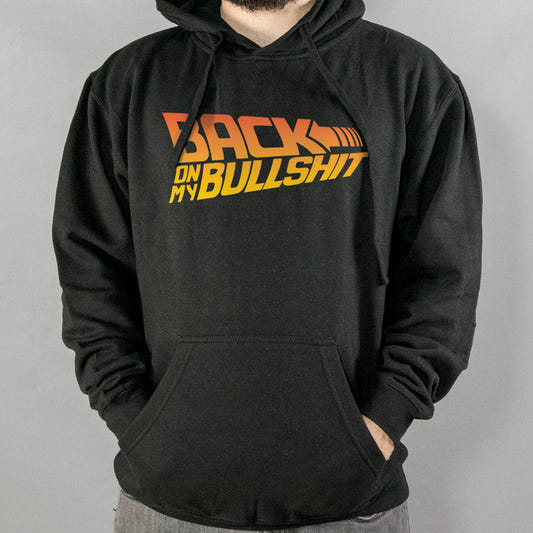 Back On My Bullshit Retro Parody graphic Hoodie in Black