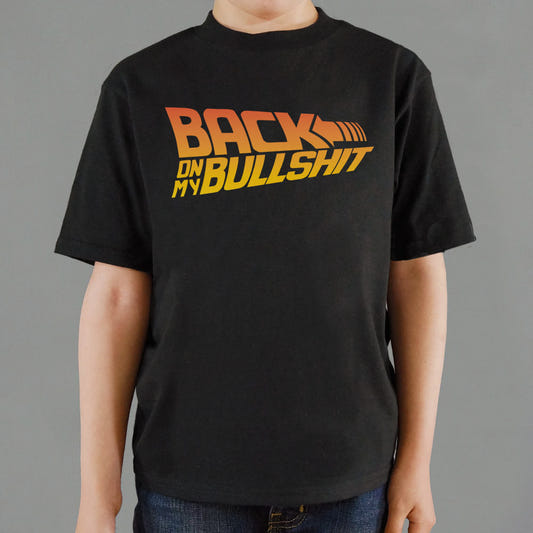 Back On My Bullshit Retro Parody graphic Kids T-Shirt in Black