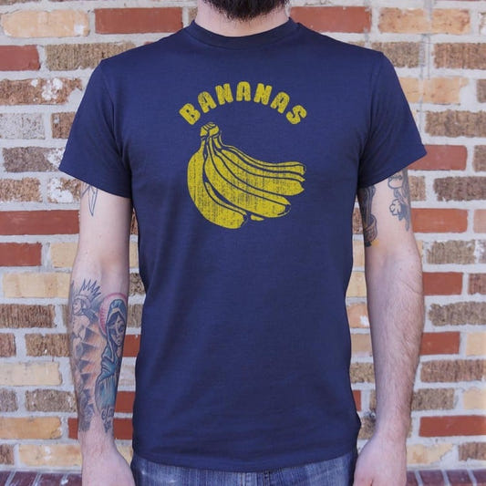 Bananas Funny Pun Graphic Unisex Heavyweight T-Shirt in Navy Blue