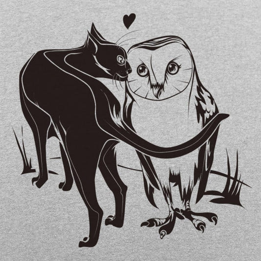 Barn Owl's Best Friend Cat and Owl Love graphic tee design