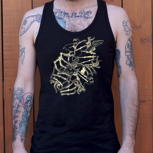 Bat Attack Bat Monster Shredding Electric Guitar graphic Men's Tank Top in Black