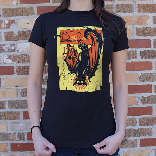Bat Noir Vampire Art Nouveau Style graphic Women's T-Shirt in Midnight