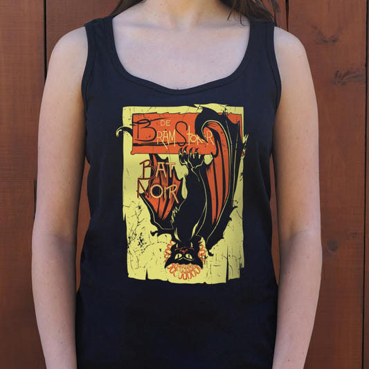 Bat Noir Vampire Art Nouveau Style graphic Women's Tank Top in Midnight