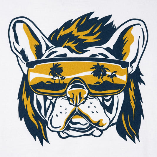 Beach Pooch Bulldog with Sunglasses Graphic detail