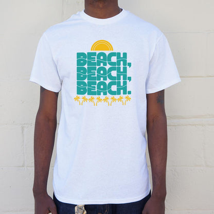 Beach, Beach, Beach Retro Sun and Palm Trees Design