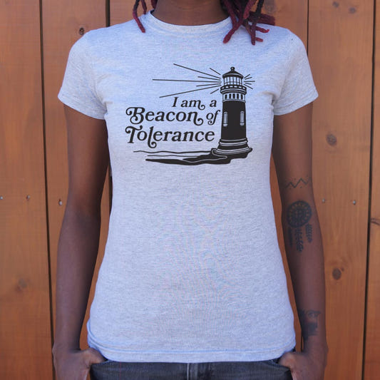I Am a Beacon of Tolerance Lighthouse graphic Women's T-Shirt in Gray Granite