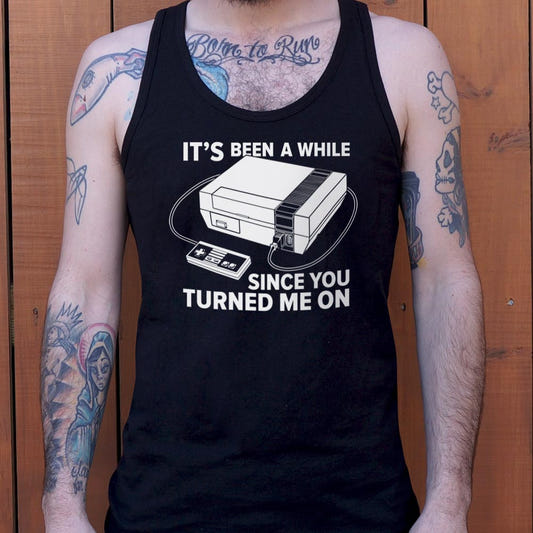 It's Been A While Since You Turned Me On Retro Gaming Console graphic Men's Tank Top in Black