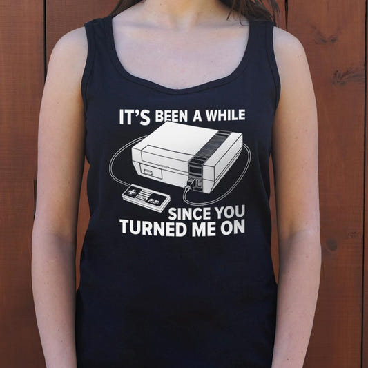 It's Been A While Since You Turned Me On Retro Gaming Console graphic Women's Tank Top in Midnight