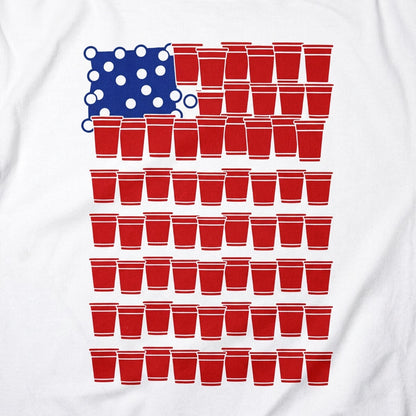 Beer Pong USA Flag Made of Red Cups and Ping Pong Balls detail