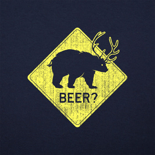 Beer Bear Deer Crossing Sign graphic tee design