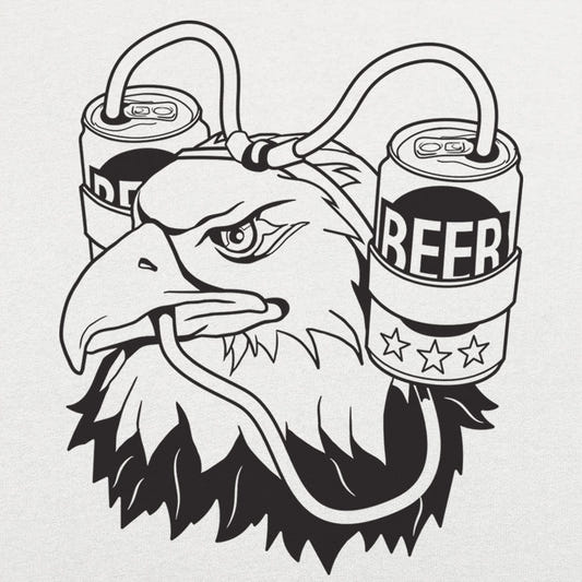 Beer Eagle Bald Eagle Wearing a Beer Helmet graphic Unisex Heavyweight T-Shirt in White