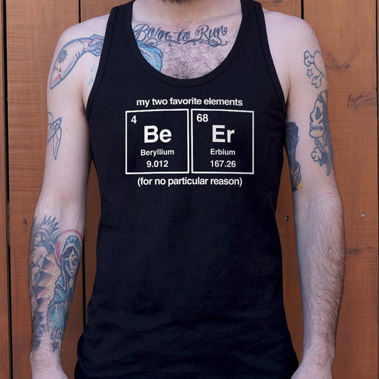 Beer Elements Periodic Table Beryllium Erbium Chemistry Pun graphic Men's Tank Top in Black