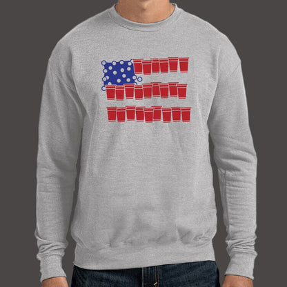 Beer Pong USA Flag Made of Red Cups and Ping Pong Balls