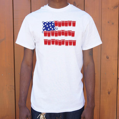 Beer Pong USA Flag Made of Red Cups and Ping Pong Balls