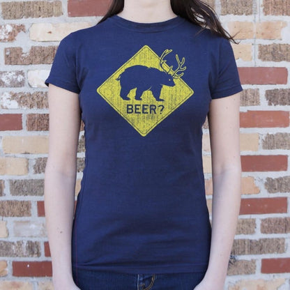 Beer Bear Deer Crossing Sign