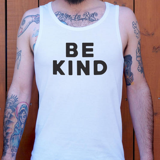 Be Kind Bold Text Quote graphic Men's Tank Top in White