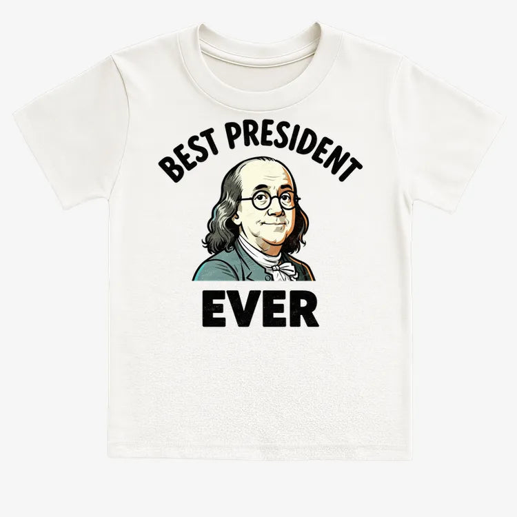 Ben Franklin - Best President Ever-Kids T-Shirt-White