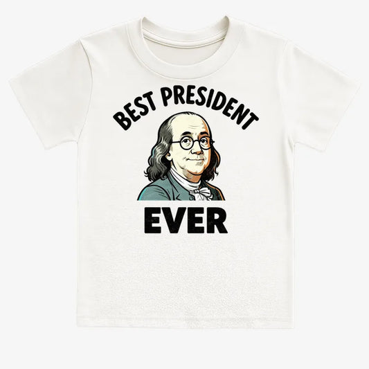 Ben Franklin - Best President Ever-Kids T-Shirt-White
