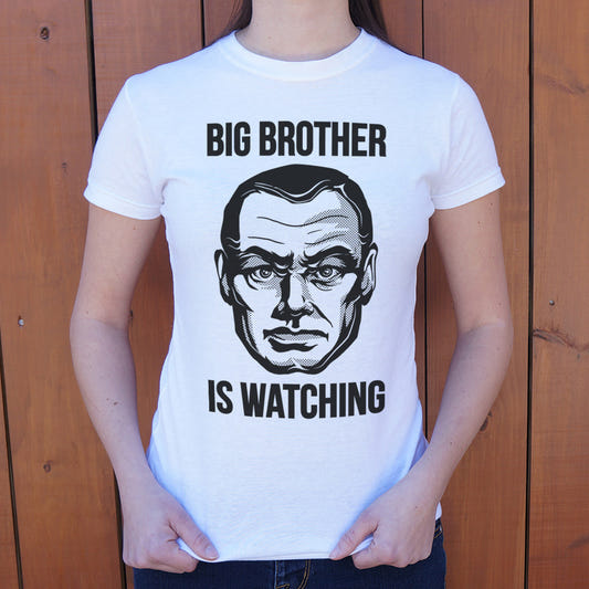 Big Brother Is Watching Dystopian Surveillance Face graphic Women's T-Shirt in Snow